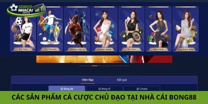 Các sản phẩm cá cược chủ đạo tại nhà cái Bong88